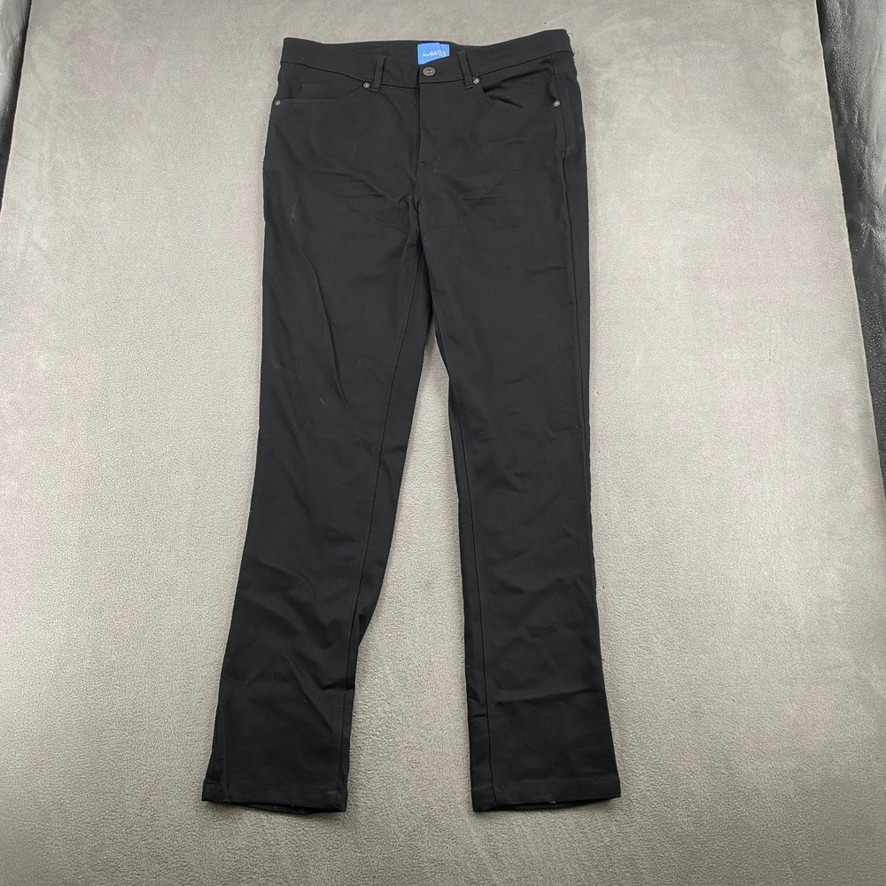 Lanzo Mens Black Straight Leg Stretch Chino Pants W34 L32 RN86344
